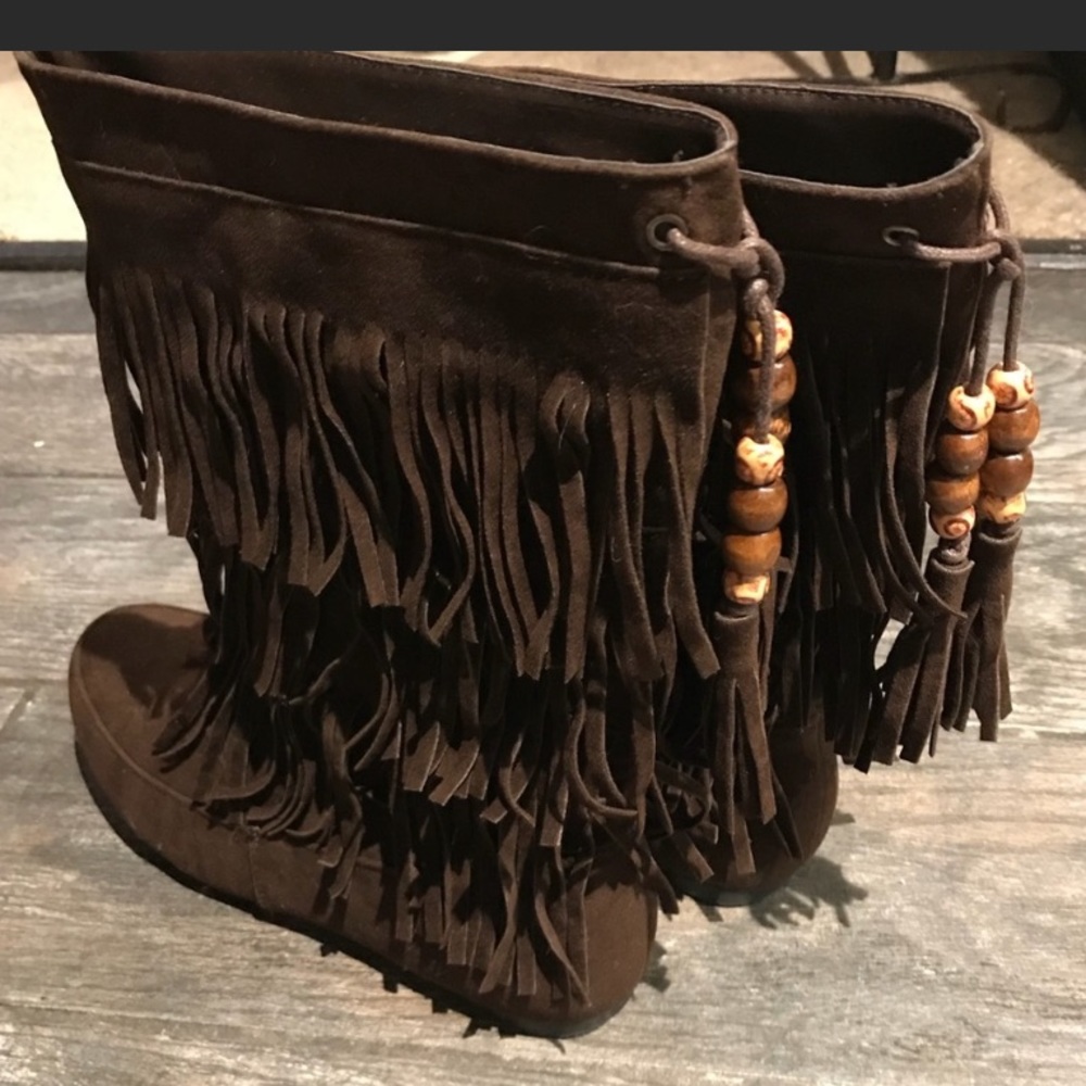 💥SALE💥Fringe Suede Boots - Brown